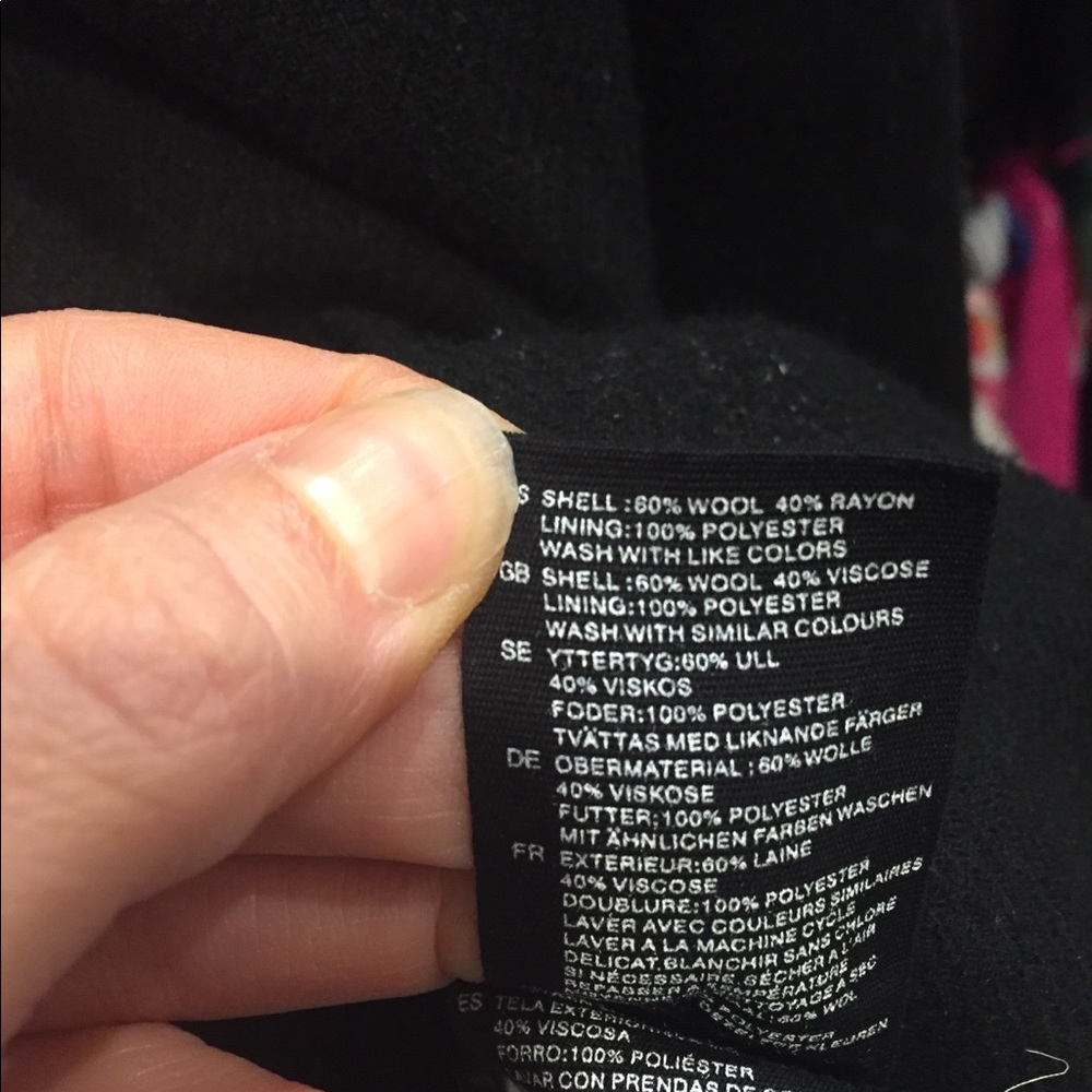 H & M black Wool blend coat size 2 - Picture 6 of 7